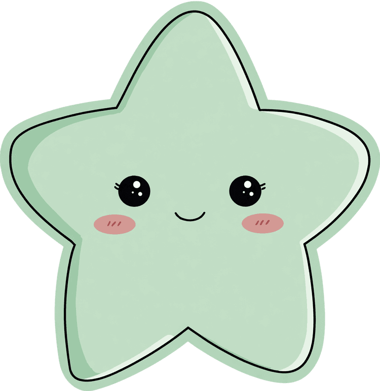 Cute cartoon star with smiling face for kids and children