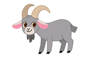 Cartoon goat with horns and beard