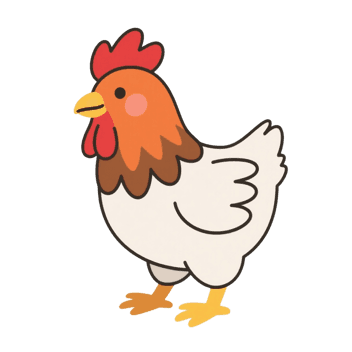 Cartoon chicken illustration for farm or animal designs