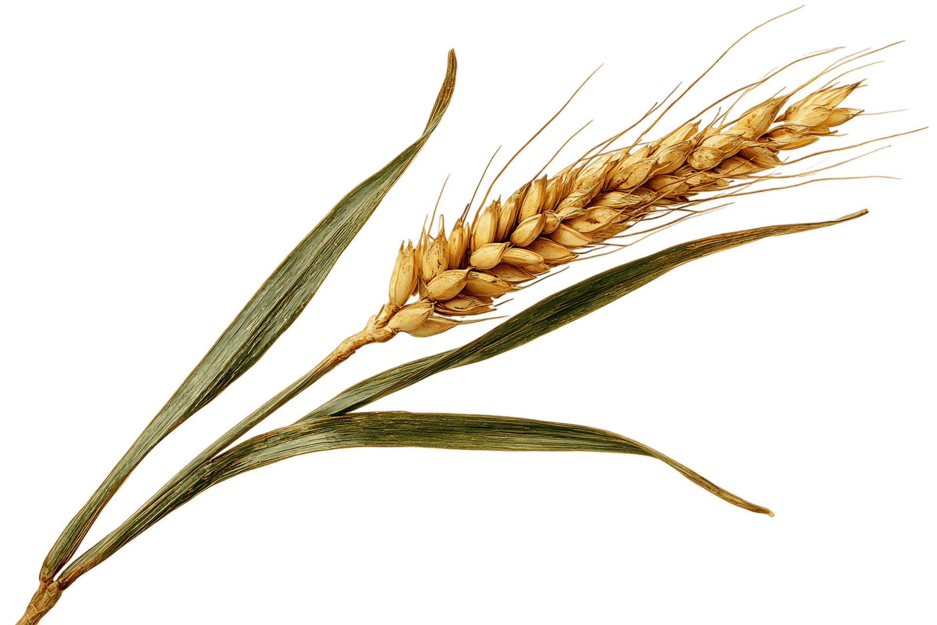 Single stalk of ripe wheat against a black background