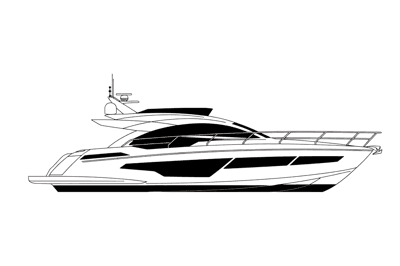Modern yacht outline on black, nautical travel and luxury concept
