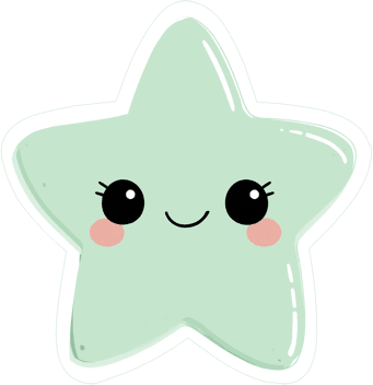 Cute cartoon star with smiling face for children design