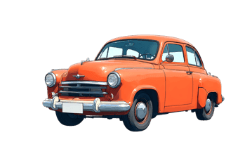 Vintage orange sedan illustration