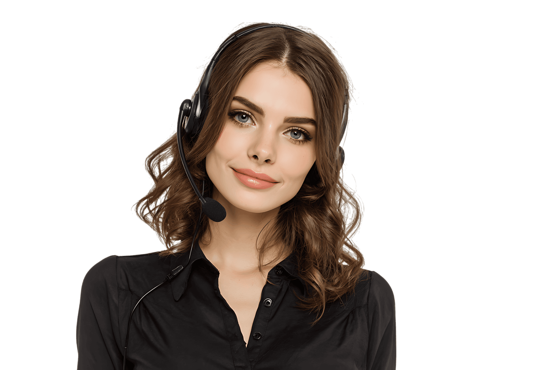 Portrait of a friendly female customer service representative wearing a headset743.