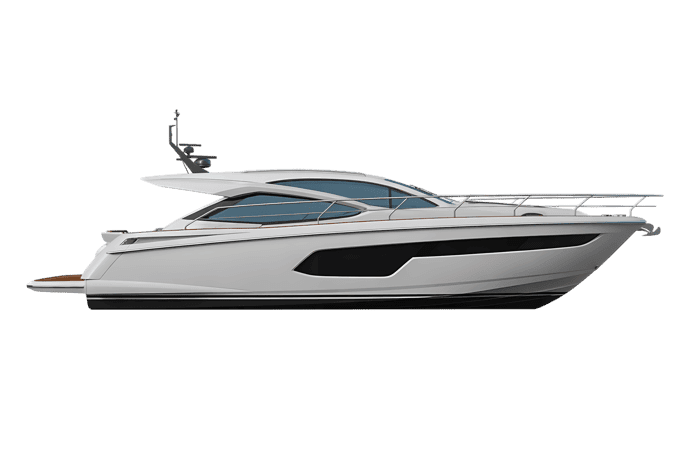 Modern white yacht on transparent background