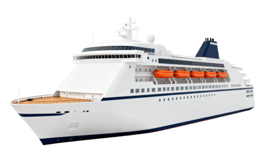 Modern white cruise ship at sea