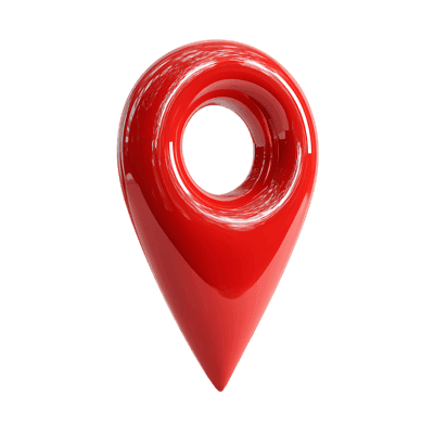Shiny red location pin on black background. Travel, navigation concept.