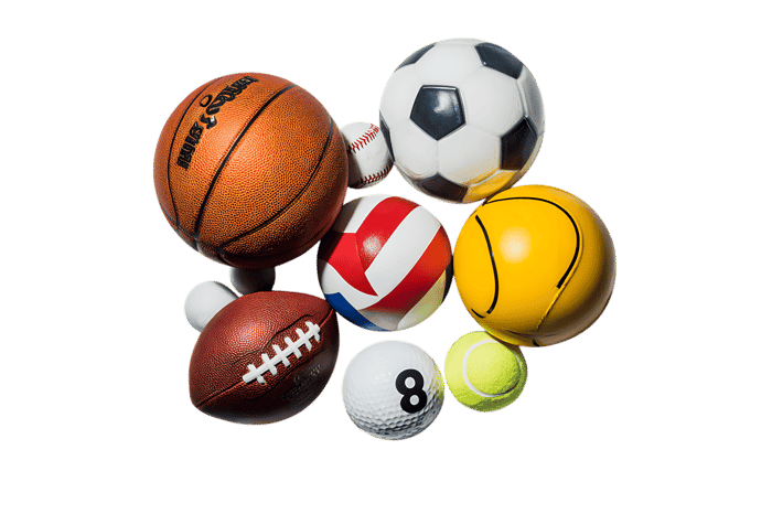 Assortment of various sports balls.