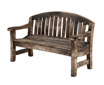 Rustic Wooden Bench, Weathered Charm