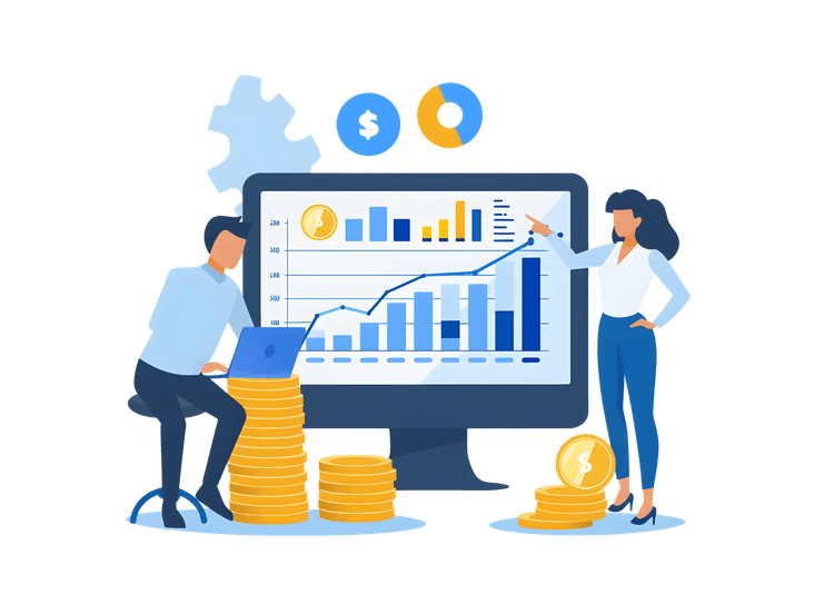 Business people analyzing financial data and charts