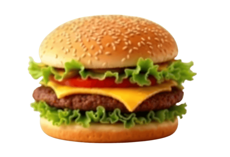 Juicy cheeseburger with lettuce and tomato