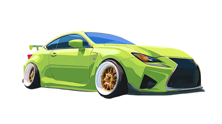 Lime green tuned sports car illustration