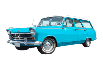 Turquoise vintage station wagon