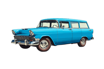 Classic blue station wagon illustration