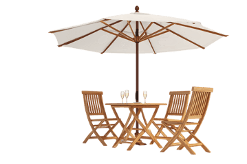 Teak wood patio furniture set with umbrella