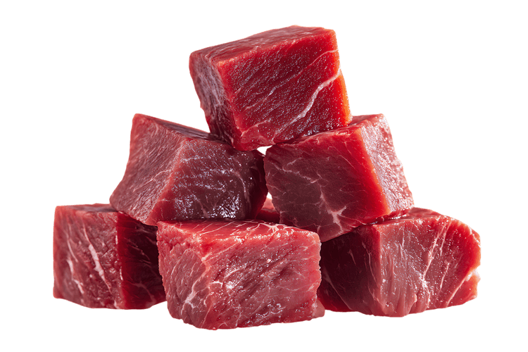 Close up of fresh, raw beef cubes896.