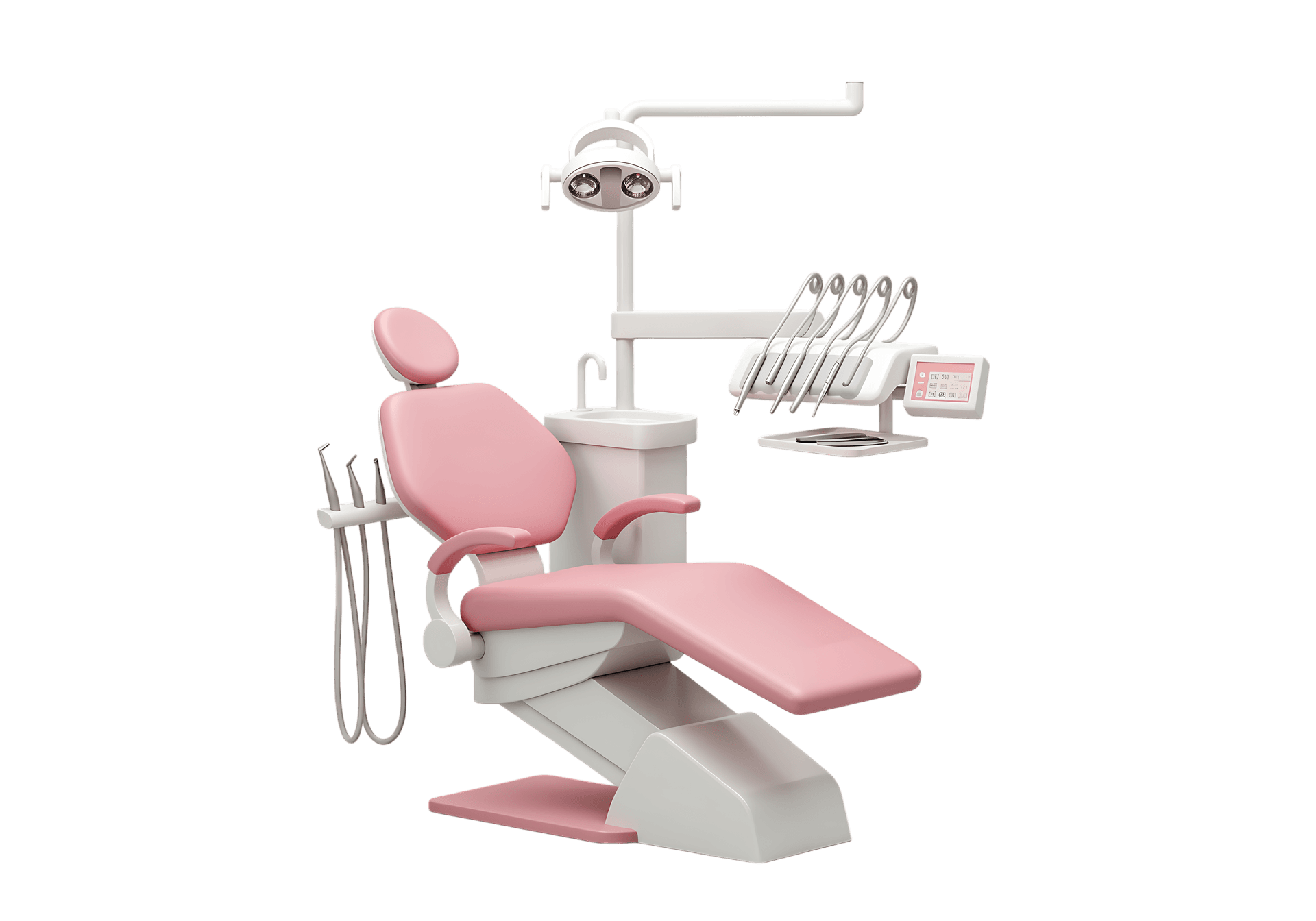 Modern pink dental chair with equipment984