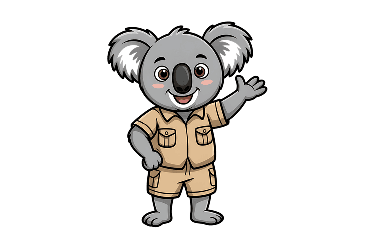 Cartoon koala waving hello