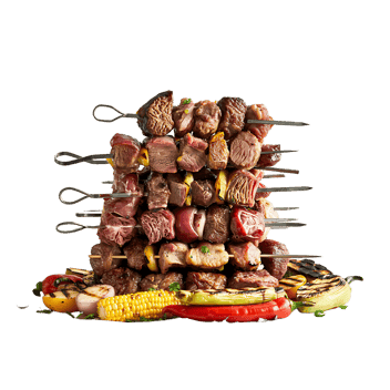 Delicious grilled meat skewers, BBQ feast.
