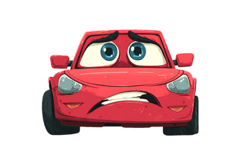 Worried cartoon car illustration