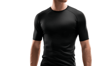 Man wearing a black compression shirt.