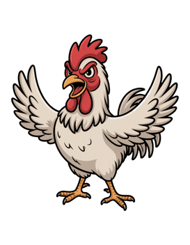 Angry cartoon chicken illustration for farm designs