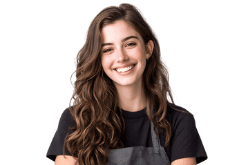 Smiling young woman with long brown hair