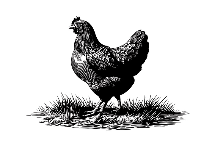 Elegant Hen in a Field