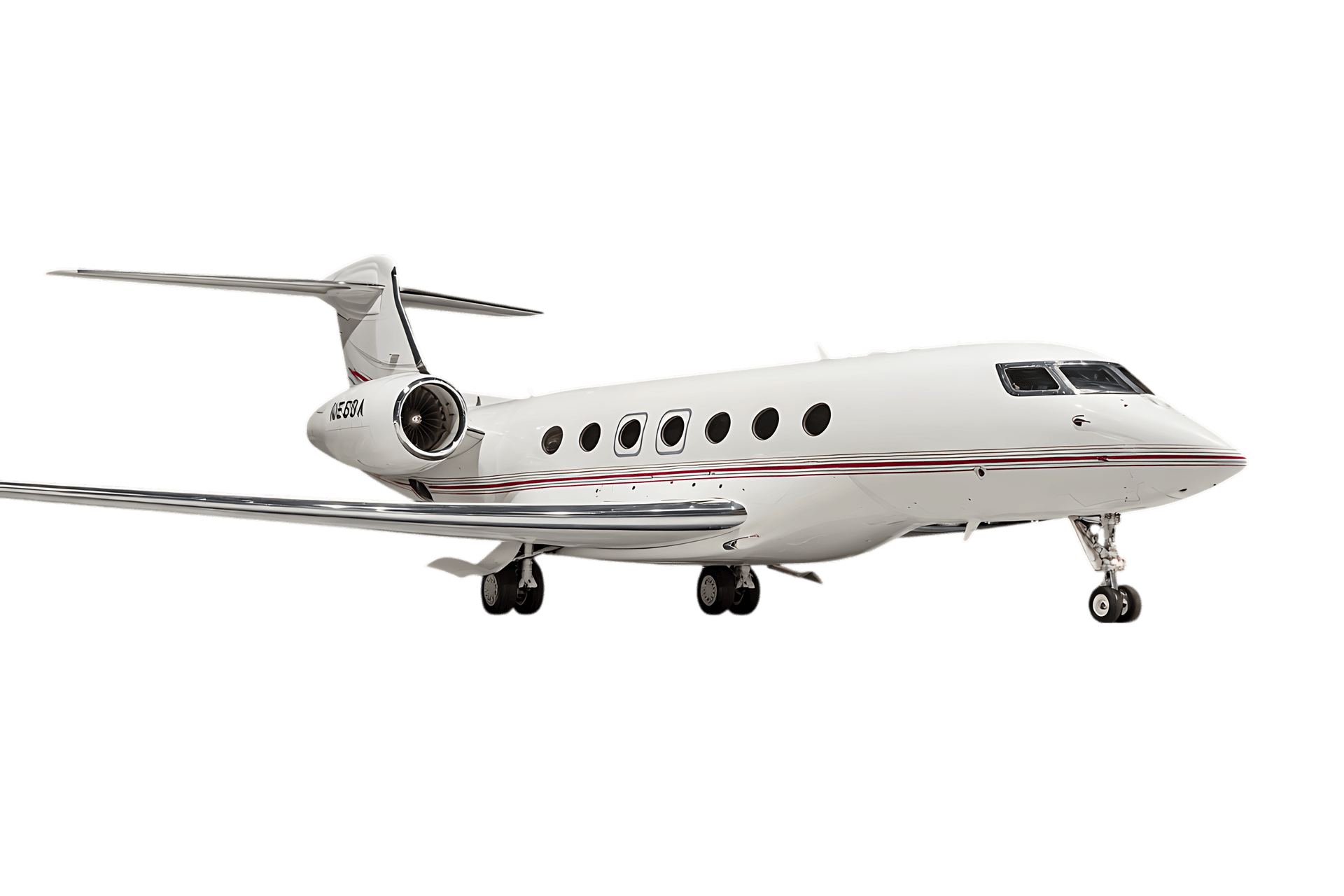 Private jet isolated on black background