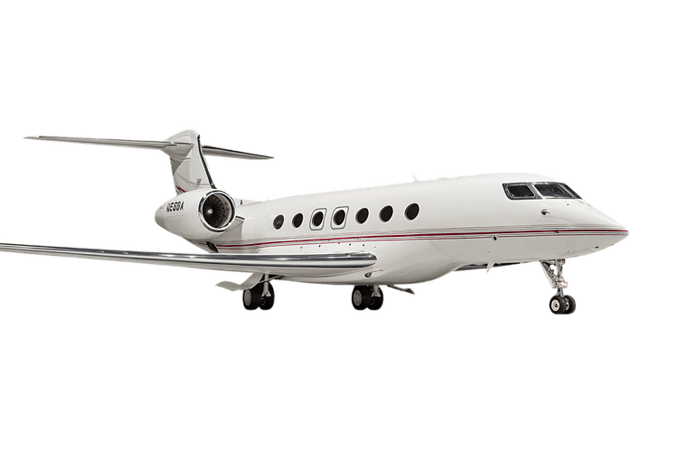 Private jet isolated on black background