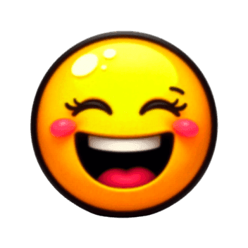 Happy laughing emoji with rosy cheeks and a big smile