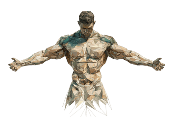 Powerful bodybuilder with defined muscles. Fitness, strength, and bodybuilding concept.