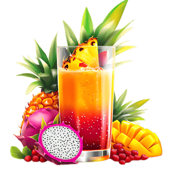 Tropical fruit smoothie in glass. Delicious summer drink.