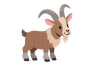 Cartoon goat illustration with horns and beard