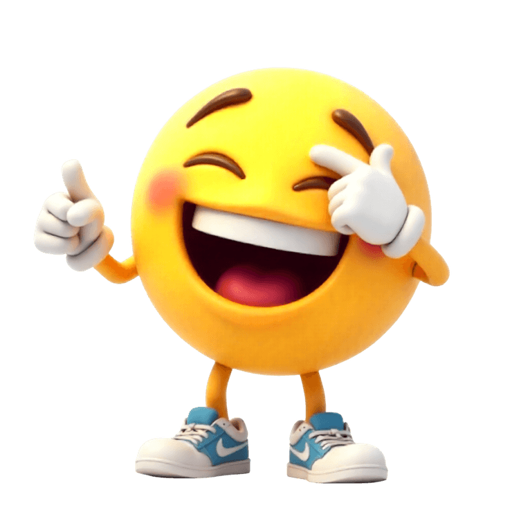 Laughing emoji with sneakers and hand covering face