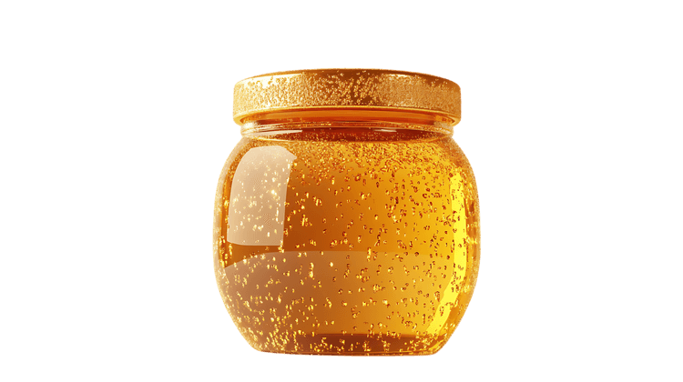 Jar of golden honey, sweet and delicious