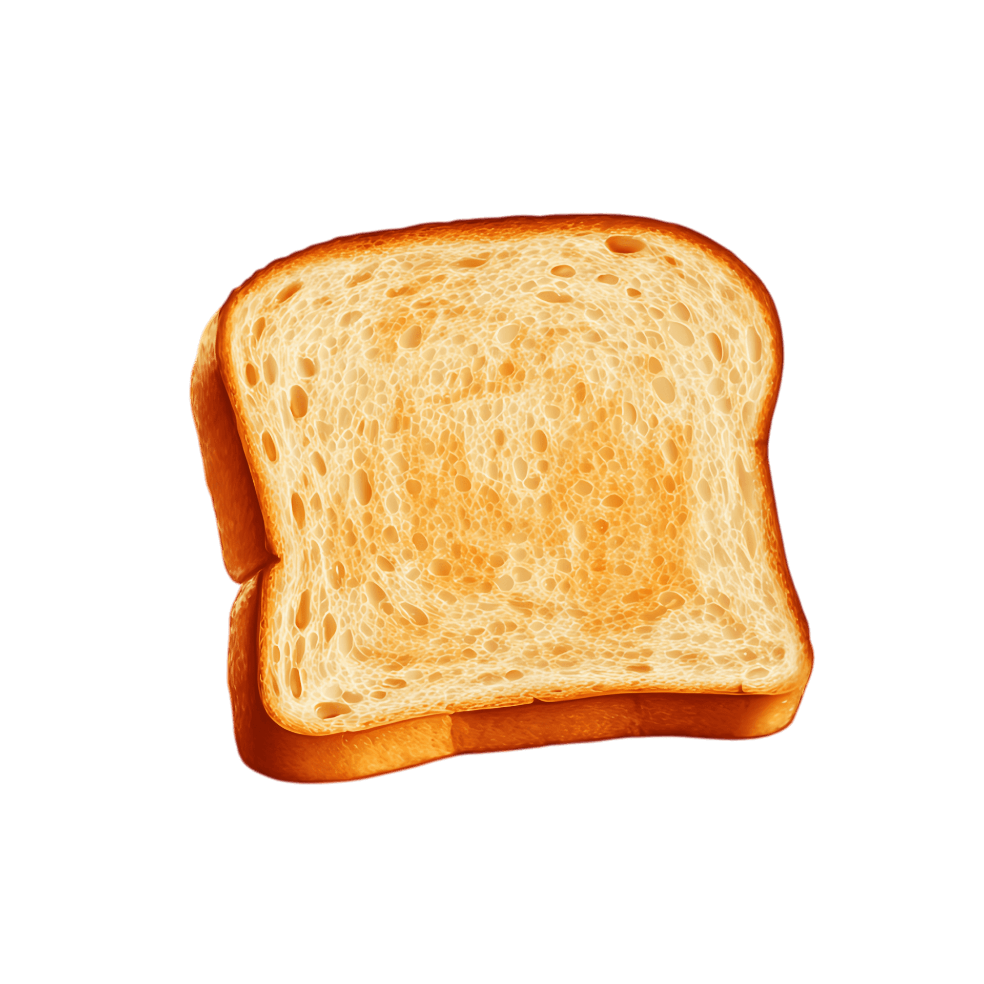Single slice of toasted bread, isolated on black background.