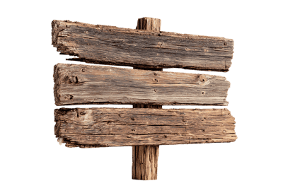 Old rustic wooden signboard with blank space.