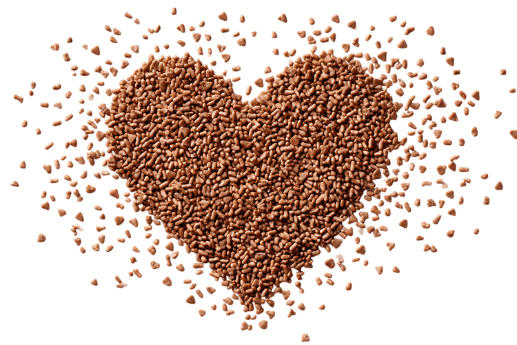 Chocolate sprinkles in a heart shape
