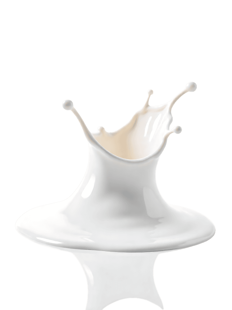 Dramatic milk splash with droplets on a transparent background