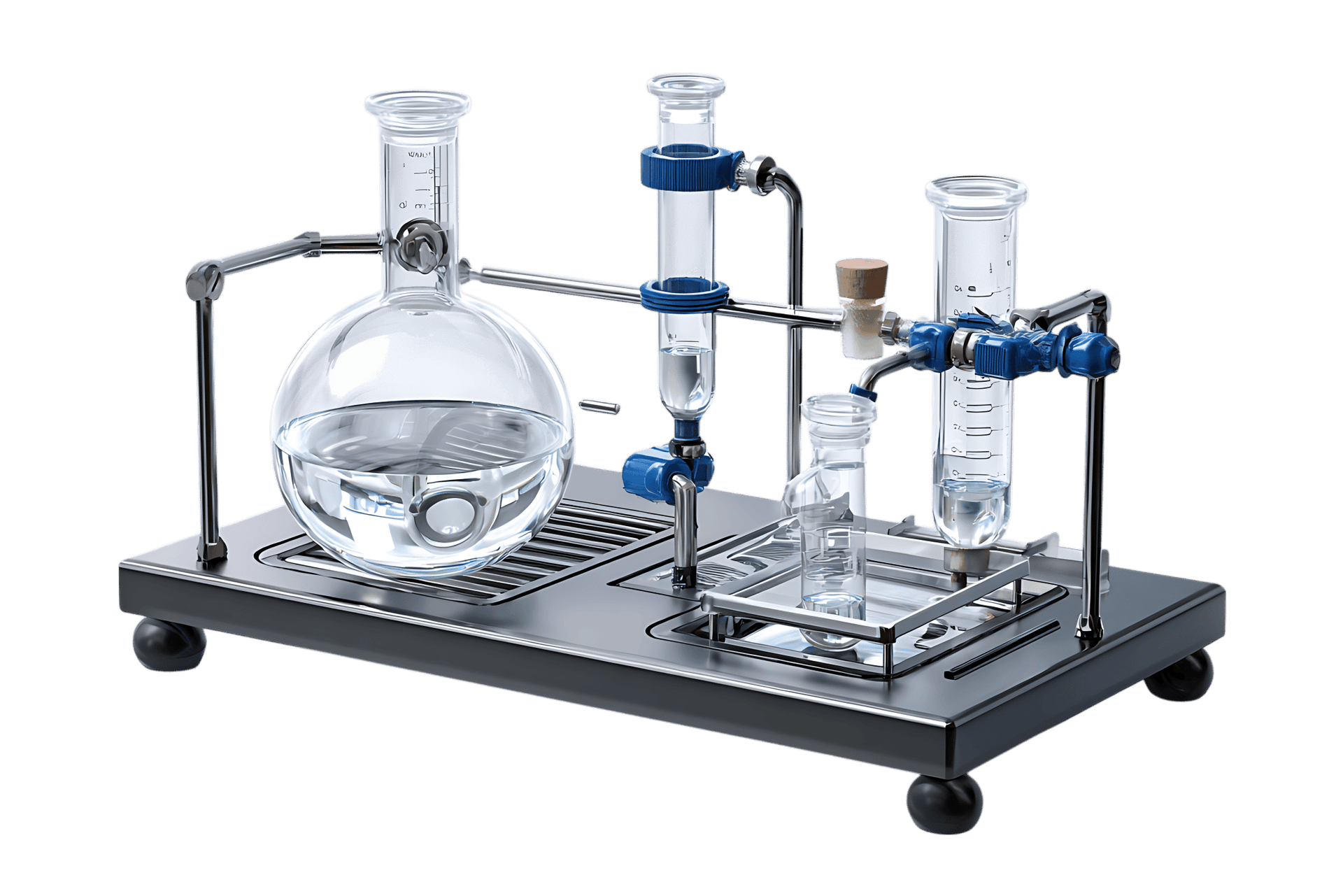 Chemistry lab equipment for distillation.