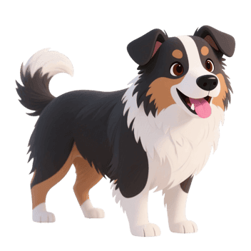 Cartoon dog with a happy expression