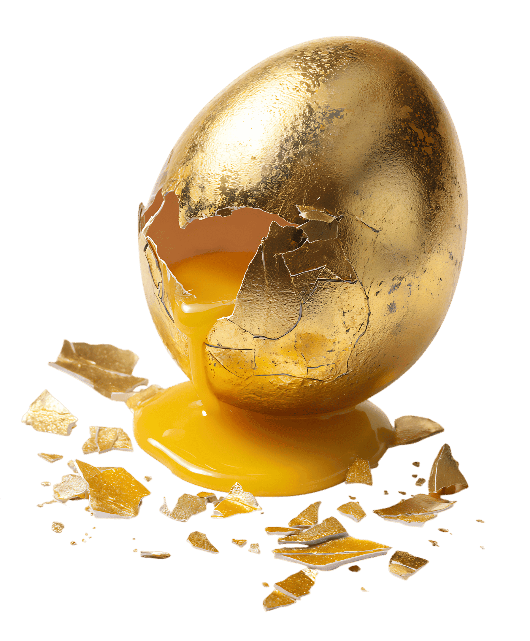 Golden egg yolk spills out.