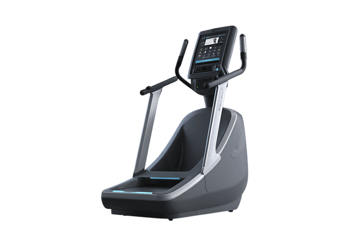 Stair climber for fitness and exercise, isolated on black.