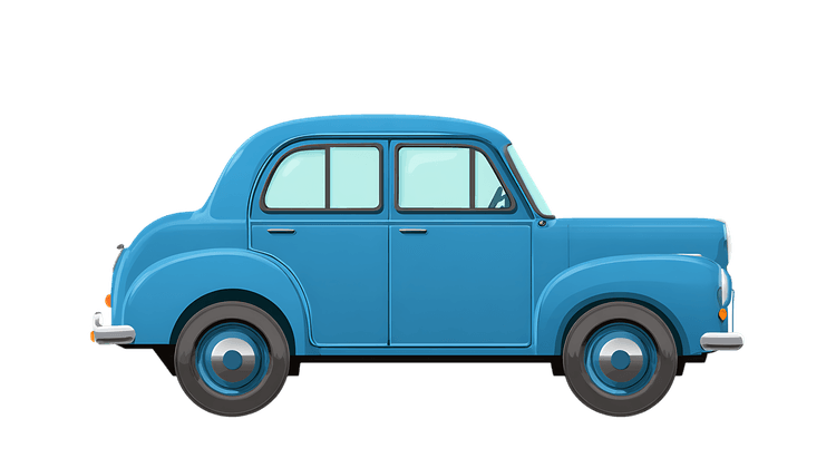 Light blue vintage car illustration