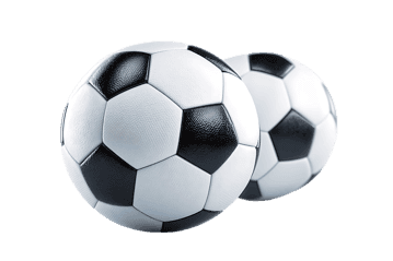 Two soccer balls, close up view.