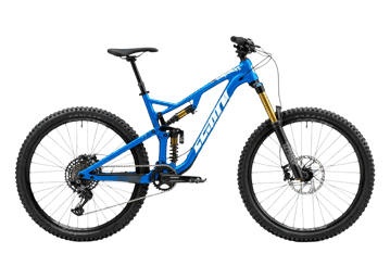 Blue full suspension mountain bike for off road adventures