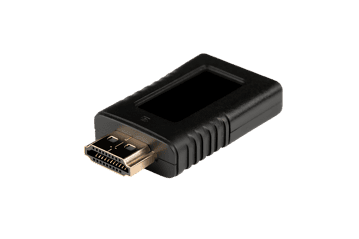 Close up of a black HDMI adapter.
