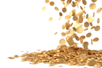 Golden coins falling, wealth concept
