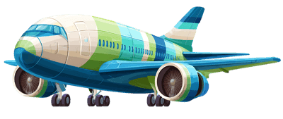 Cartoon airplane illustration for travel and transportation concepts